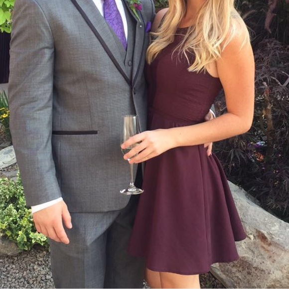 Dynamite deep burgundy purple fit and flare midi dress size XS - Picture 4 of 5